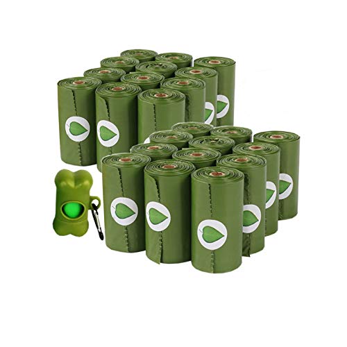 SECWELL 360 Unidades Bolsa para heces de Perro con aditivos EPI,Bolsa Caca Perro sin Olor,Poop Bag para Perro Mascotas con dispensador y Clip para Correa (Verde)