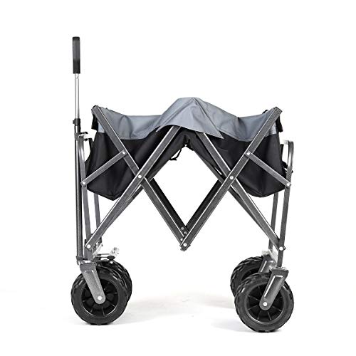 Sekey Carrito de Jardín Plegable Carro Plegable Carretilla para Exteriores Carrito de Playa para Todo Terreno, Negro