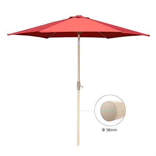 Sekey® sombrilla Parasol para terraza jardín Playa Piscina Patio diámetro 270 cm Protector Solar UV50+ Rojo