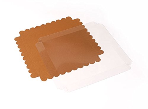 Selfpackaging Caja para Galletas o Macarons con Tapa Transparente y Base en Color Kraft. Pack de 50 Unidades - L