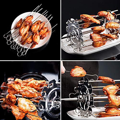 SELUXU BBQ - Asador de acero para barbacoa, pinchos para agujas, horno, kebab, metalizado