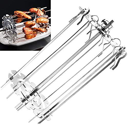 SELUXU BBQ - Asador de acero para barbacoa, pinchos para agujas, horno, kebab, metalizado