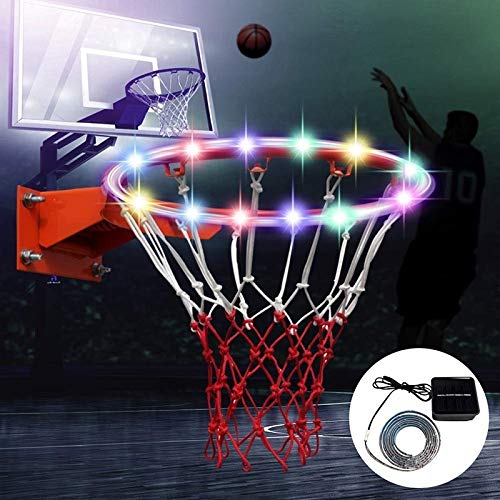 Sencilla Aro de baloncesto Lamer Luz, Círculo de baloncesto aro de baloncesto luces AttachmentShoots aro en la noche tira de LED niños de la lámpara al aire libre de las chucherías for los niños perso