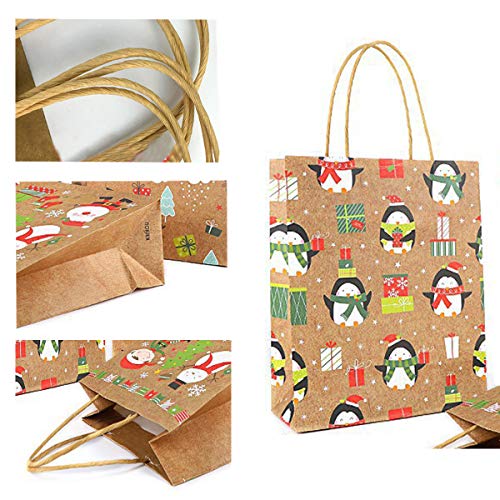 Senteen Bolsas de regalo de navidad 16 Pcs Bolsas De Regalo Con Asas Bolsitas Kraft Originales Para Personalizar y Envolver Regalos, Envoltorio Para Fiestas De Cumpleaños Navidad y Más