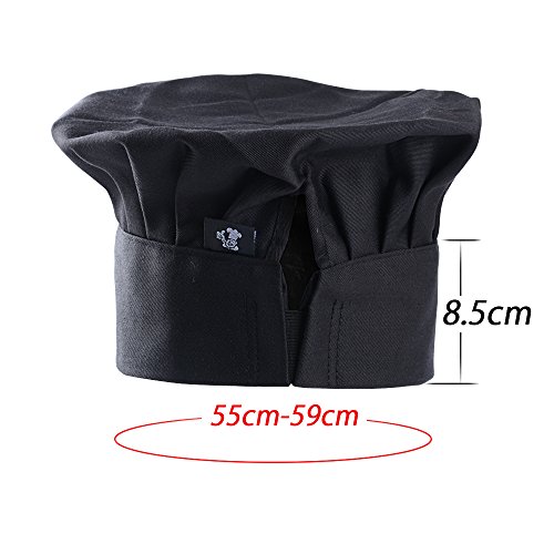 SERWOO 2pcs Gorras Gorros Cocineros Sombrero Chef con Estilo Seta para Cocina Restaurante Negro