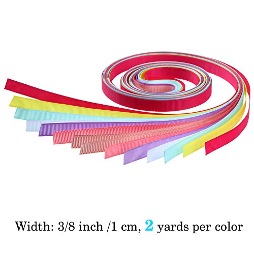 Set de Cintas de Grosgrain Sólidas de 48 Color 96 Yardas 3/8 Pulgadas de Ancho Cinta de Tela de Color Arcoiris para Coser Artesanía de Lazos de Pelo Fiesta Boda Envoltura de Regalo Arreglo Floral