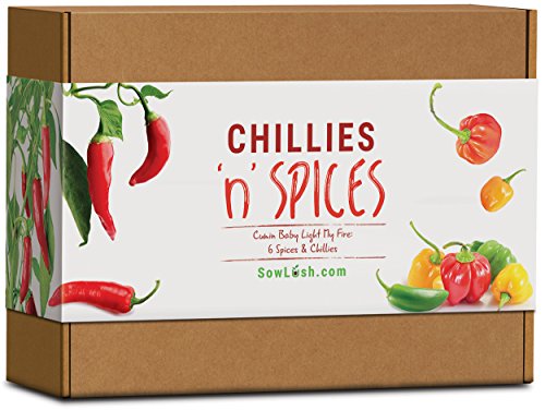 Set de Cultivo de Especias y chilis «Chillies 'n' Spices», Ideal como Regalo 6 sensacionales Chiles y Especias llenos de Sabor. Fáciles de Cultivar.