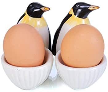 set de desayuno: pingüino de sal y pimienta con 2 hueveras de pingüino