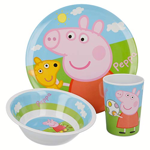 SET MELAMINA 3 PCS. (PLATO, CUENCO Y VASO) PEPPA PIG