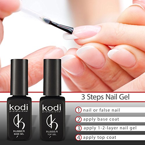 Set profesional de Kodi de gel para base y parte superior de las uñas, de goma, 12 ml, fácil de usar, duradero, no tóxico, inodoro, se cura con luz LED o UV