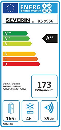 Severin Frigorífico de Dos Puertas, Diseño Retro, 166 L/46L, Clasificación Energética A++, KS 9956, Cromado, 173 W, 212 litros, Cromo, Crema de color