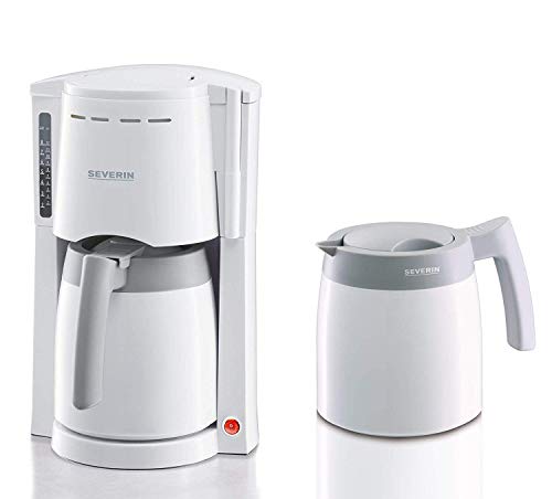 SEVERIN KA 9233 Cafetera para filtros de Café Molido, 8 tazas incluye 2 jarras termo, blanco