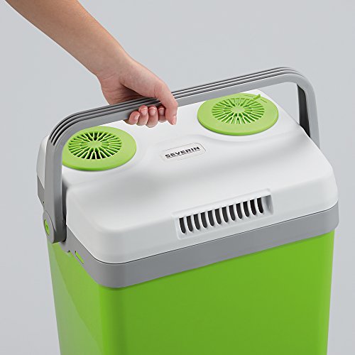 Severin KB 2922 Nevera Eléctrica Portátil con Función de Enfriamiento y de Preservación del Calor, 20 L, Incl. 2 Tomas de Corrient: 220-240 V / 12 V Dc, Verde - Gris