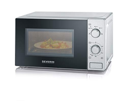 SEVERIN Microondas, Incl. Plato Giratorio (Ø 24,5cm), 700W, MW 7895, Acero Inoxidable/Negro