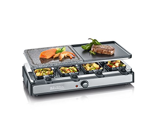 Severin RG 2344 Raclette con Piedra Natural, 1400 W, Negro, Acero Inoxidable