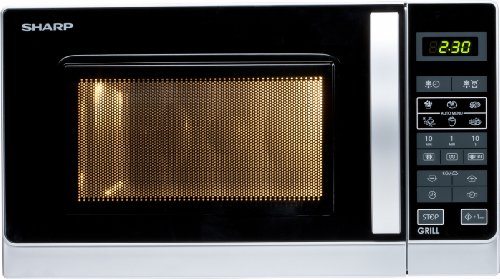 Sharp R-642INW Microondas Grill 20L, Control Tactíl, 800W, 800 W, 20 litros, Plateado