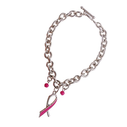 Sharplace Brazalete con Lazo Rosado Conciencia de Cáncer de Mama Pulsera Regalo de Recuerdo - #1