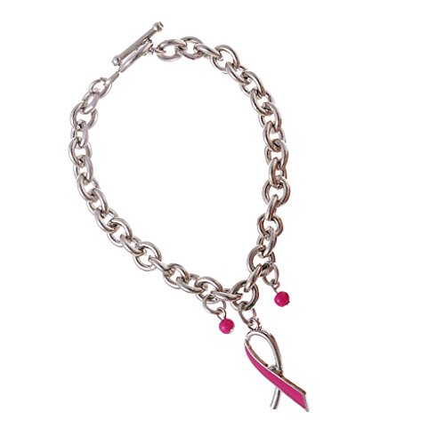 Sharplace Brazalete con Lazo Rosado Conciencia de Cáncer de Mama Pulsera Regalo de Recuerdo - #1