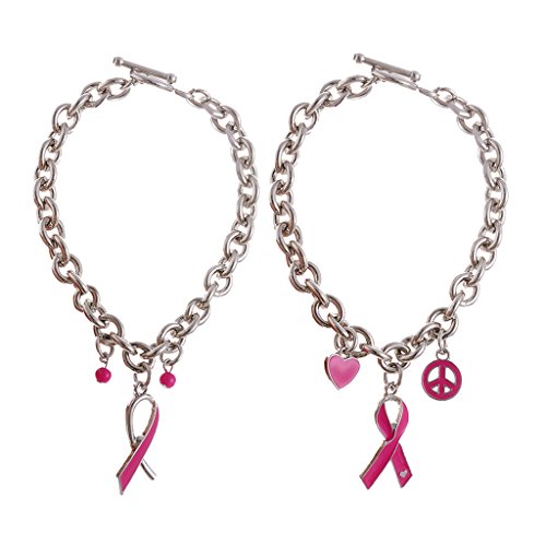 Sharplace Brazalete con Lazo Rosado Conciencia de Cáncer de Mama Pulsera Regalo de Recuerdo - #1