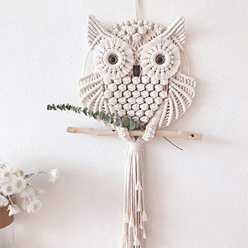 Shaying Búho Macrame Tapiz para Colgar en la Pared Boho Decoración de Pared Decoración Bohemia Arte de Pared Tejido a Mano para el hogar Sala de Estar Decoraciones de Dormitorio