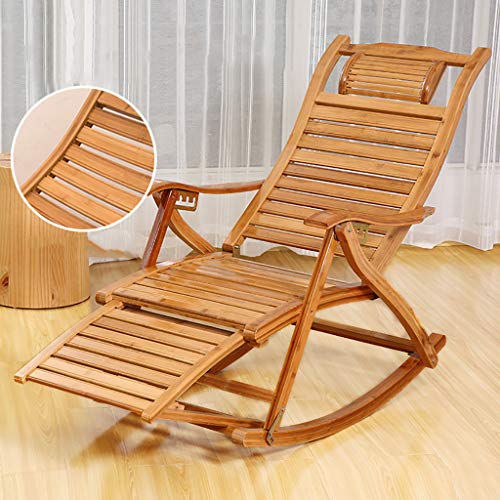 shcc Silla Mecedora, Silla Plegable Reclinable Silla Mecedora De Madera, Silla Plegable Multifuncional Moon Lounge para Playa JardíN Terraza Camping Reclinable Siesta Interior Silla Fresca