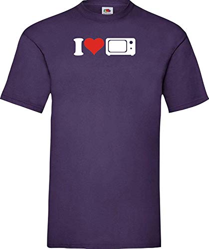 Shirtinstyle Camiseta de Hombres i Love Microondas Essen Cocinar Backen - Violeta, S