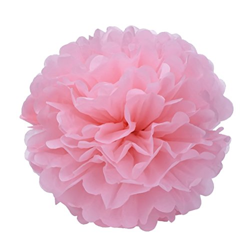 Sicai - Juego de 27 pompones de papel de seda colgantes para decorar bodas o fiestas de cumpleaños, de color fucsia, rosa claro y rosa