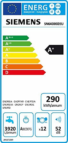 Siemens SN64D002EU lavavajilla - Lavavajillas (Totalmente integrado, Botones, 1.75m, 52 Db, A, 195 min)