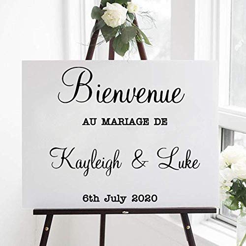 Signo De Boda En Vinilo Adhesivo De Boda Signo De Bienvenida En Francia Bienvenue Au Mariage De Madera Calcomanía Nombre Personalizado