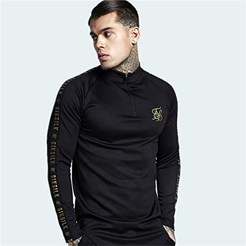 Sik seda España Shirts Hombres SikSilk de manga larga camiseta de los hombres de otoño con capucha de Hip Hop de Calle sik camiseta de seda camiseta de seda ( Color : Army Green , Size : M(50 60kg) )