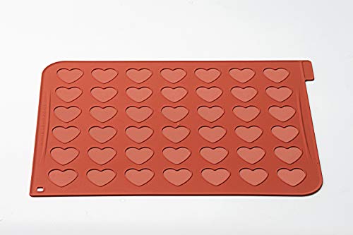 silikomart Mac03 Tapete para Realizar 42 Macarons con Forma de corazón, Color Terracota