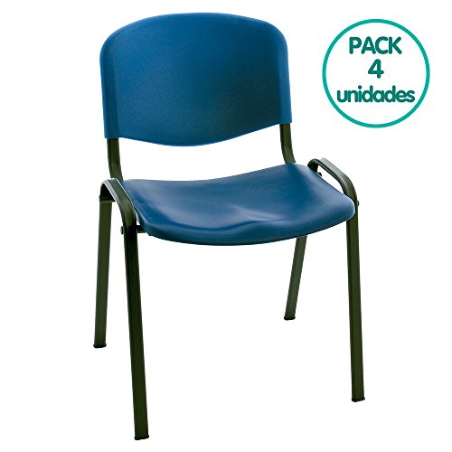 Silla confidente ISO apilables Ideal para Salas reuniones plástico Polipropileno (Pack 4 Unidades) (Azul)