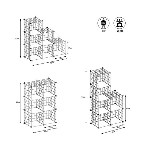 SIMPDIY estanteria Modular Malla Almacenamiento, librería Armario 6 Cubos, estanterias metalicas almacenaje Alta Capacidad, Vitrina Almacenamiento artículos Sala Estar Oficina, 93x32x62cm, Negro