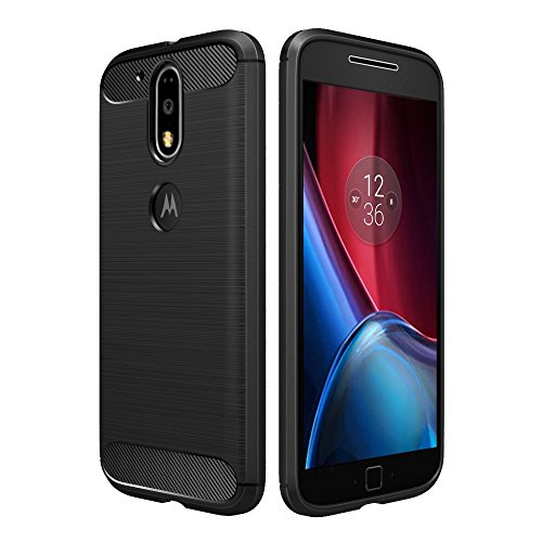 Simpeak Funda Compatible con Motorola Moto G4 / G4 Plus 5.5 Negro TPU Carcasa Funda Suave Flexible Piel Resistente a los Aranazos Compatible con Moto G4 / G4 Plus