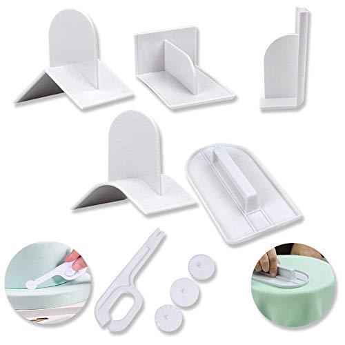 SIMUER Rascador de Tartas para Alisar Fondant,Juego de 6 Decoración Tarta Herramienta Fondant Smoother,Fondant Smoothing Tool Cake,Borde Curvado Rodillo Marcador y Cortador para Tartas para pulir