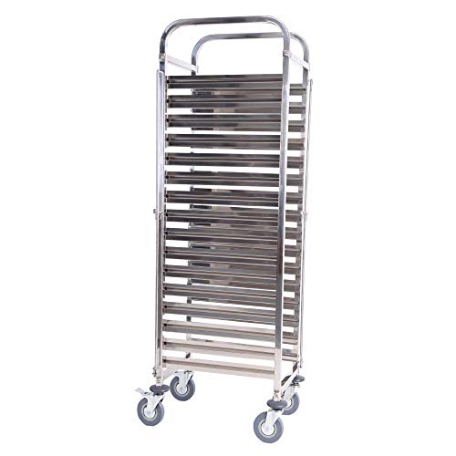 SISHUINIANHUA 16 Niveles de Acero Inoxidable Gastronorm Bakery Trolley Cart Cake Trolley Shelving