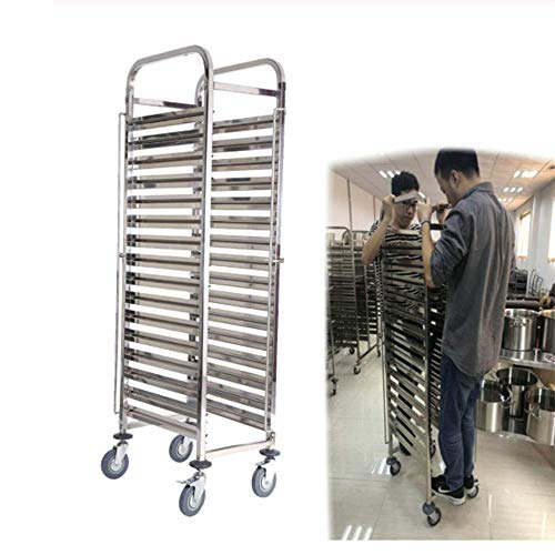 SISHUINIANHUA 16 Niveles de Acero Inoxidable Gastronorm Bakery Trolley Cart Cake Trolley Shelving