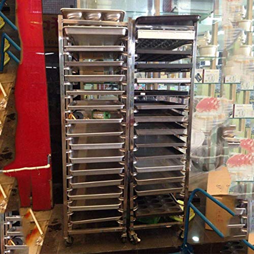 SISHUINIANHUA 16 Niveles de Acero Inoxidable Gastronorm Bakery Trolley Cart Cake Trolley Shelving