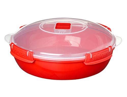 Sistema Microwave - Plato con Tapa para microondas, 21 cm de diámetro, Color Rojo