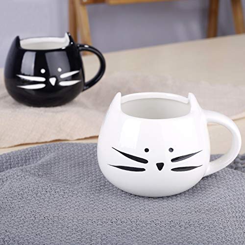 SITAKE 2 Paquete De Tazas Cerámica, Lindo Gato Hermoso Conjunto De Regalos para Las Mujeres Niñas Amante De Los Gatos, Té De La Mañana Café con Leche En Forma De Taza De Gato 500ml