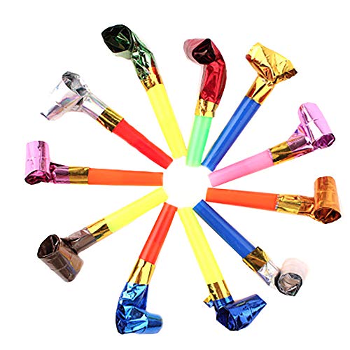 Siumir Fiesta blowouts noisemakers Blowouts de Papel Blowout Whistles Toys para Niños Extra Largo Acerca de 25 cm, Colores Surtidos