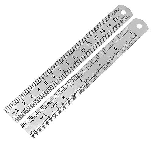 Siumir Regla de Acero Inoxidable Metálico que Incluye 15cm / 20cm / 30cm Doble Regla lateral Doble Regla de Acero Recto Para Medir Estudio de la Oficina 3pzs / 1Set