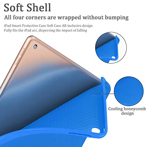 SIWENGDE - Funda para iPad de 9,7 pulgadas 2018/2017, ultra delgada y ligera, con cubierta trasera de TPU suave para Apple iPad de 5ª/6ª generación, Smart Cover Auto Wake/Slee, color azul