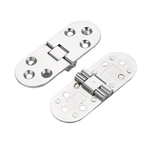 SJUNJIE 6 Piezas 180 Grados Flip Bisagra 38mm Bisagra de Borde Redondo Plegable Mayordomo Bandeja de Aleación de Zinc para Mesa Plegable Máquina de Coser Puerta Gabinete (Plata)