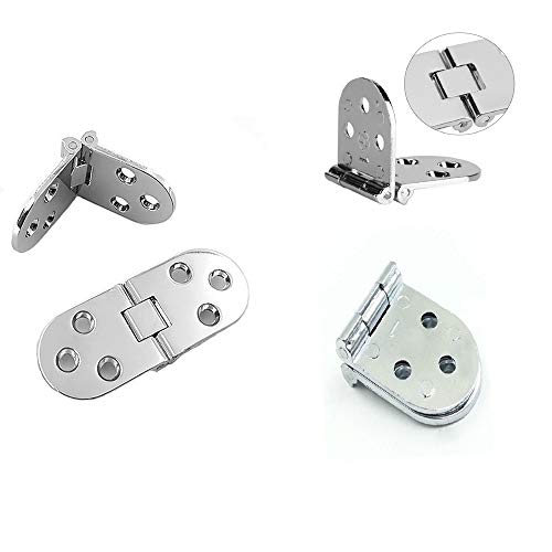 SJUNJIE 6 Piezas 180 Grados Flip Bisagra 38mm Bisagra de Borde Redondo Plegable Mayordomo Bandeja de Aleación de Zinc para Mesa Plegable Máquina de Coser Puerta Gabinete (Plata)