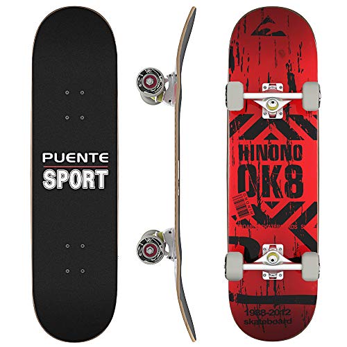 Skateboards completos,31 pulgadas Pro Skateboard para Niños/Niñas/Jóvenes/Adultos/Trucos Skate Board para Principiantes y Profesionales,Doble Patada 7 Capas de Madera de Arce Canadiense Cóncava (Rojo)