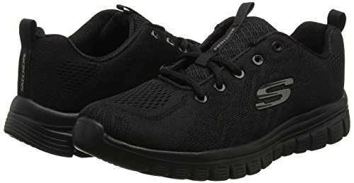 Skechers Women 12615 Low-Top Trainers, Black (Black Mesh/Trim Bbk), 8 UK (41 EU)