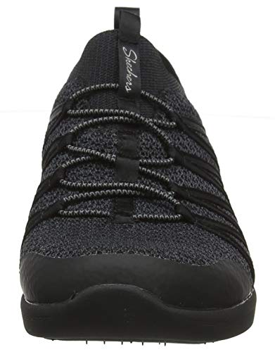 Skechers Women's ARYA Slip On Trainers, Black (Navy Heather Mesh/Durabuck/Hot Melt/White Trim Bbk), 4 (37 EU)