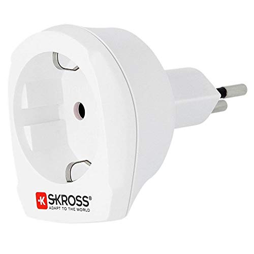 Skross 1.500205 Europe to Switzerland, Adaptador de viaje para viajar desde Europa a países que utilizan la norma suiza. Enchufe de salida: Suiza, Blanco