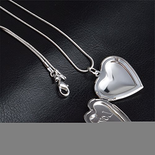 skyllc® Delicado Plata de Ley del Amor del corazón Caja de la Foto Colgante con Collar de Cadena Fina para Chicas